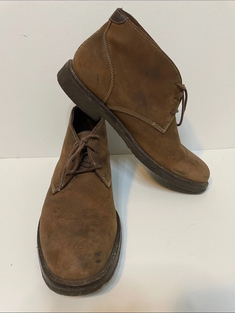 Johnston & Murphy Brown Suede/Sheepskin Chukka Boots - Sz 8